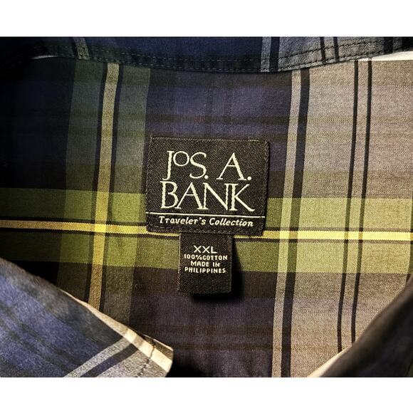 Jos A Bank Navy Blue/Green Plaid Button-Down Mens Size XXL - Picture 3 of 6